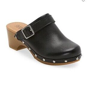 a.n.a Women's Size 6.5 Goleta Clogs Black Tan Studded Silver Slip On Mule